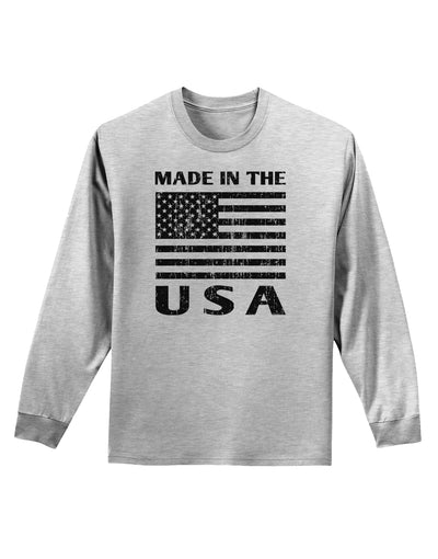 Distressed Made in the USA American Flag Adult Long Sleeve Shirt-TooLoud-Ash Gray-Small-Davson Sales
