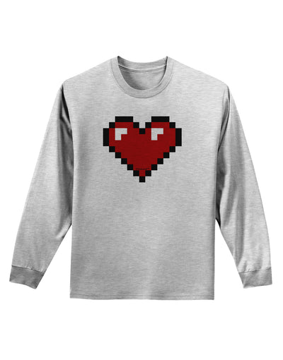 Pixel Heart Design 1 - Valentine's Day Adult Long Sleeve Shirt-Long Sleeve Shirt-TooLoud-AshGray-Small-Davson Sales