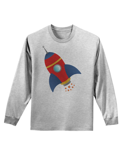 Space Rocket Ship and Stars Adult Long Sleeve Shirt by TooLoud-Long Sleeve Shirt-TooLoud-AshGray-Small-Davson Sales