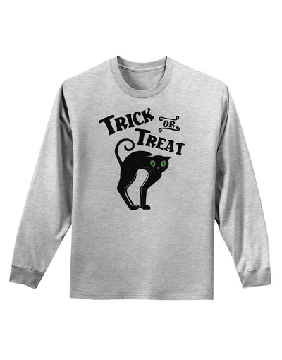 Trick or Treat Cute Black Cat Halloween Adult Long Sleeve Shirt-Long Sleeve Shirt-TooLoud-AshGray-Small-Davson Sales