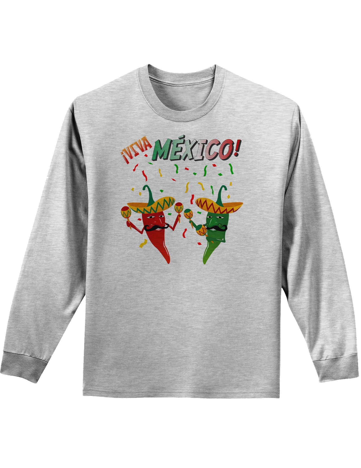 Viva Mexco Chili Peppers Adult Long Sleeve Shirt-Long Sleeve Shirt-TooLoud-AshGray-Small-Davson Sales