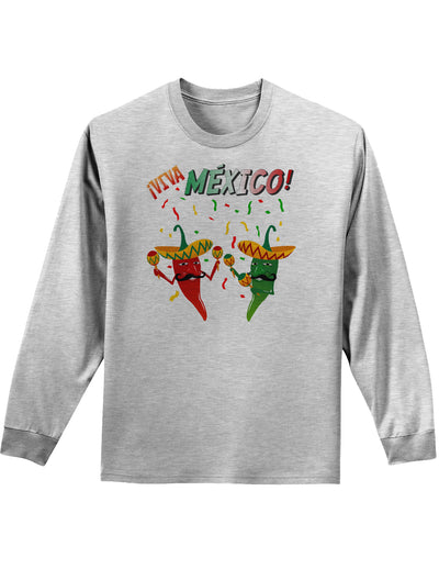 Viva Mexco Chili Peppers Adult Long Sleeve Shirt-Long Sleeve Shirt-TooLoud-AshGray-Small-Davson Sales