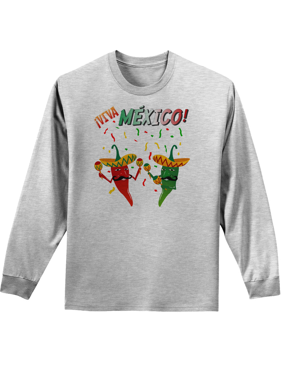 Viva Mexco Chili Peppers Adult Long Sleeve Shirt-Long Sleeve Shirt-TooLoud-White-Small-Davson Sales