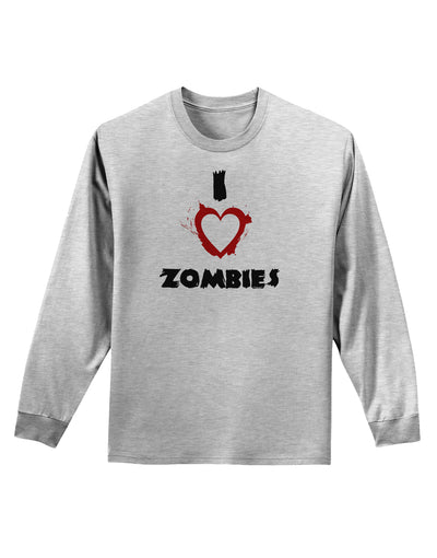 I Heart Zombies - Bloody Heart Adult Long Sleeve Shirt-Long Sleeve Shirt-TooLoud-AshGray-Small-Davson Sales