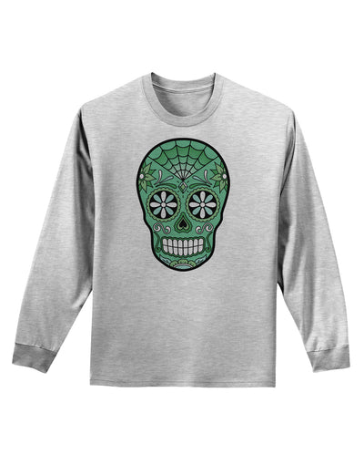 Version 5 Green Day of the Dead Calavera Adult Long Sleeve Shirt-Long Sleeve Shirt-TooLoud-AshGray-Small-Davson Sales