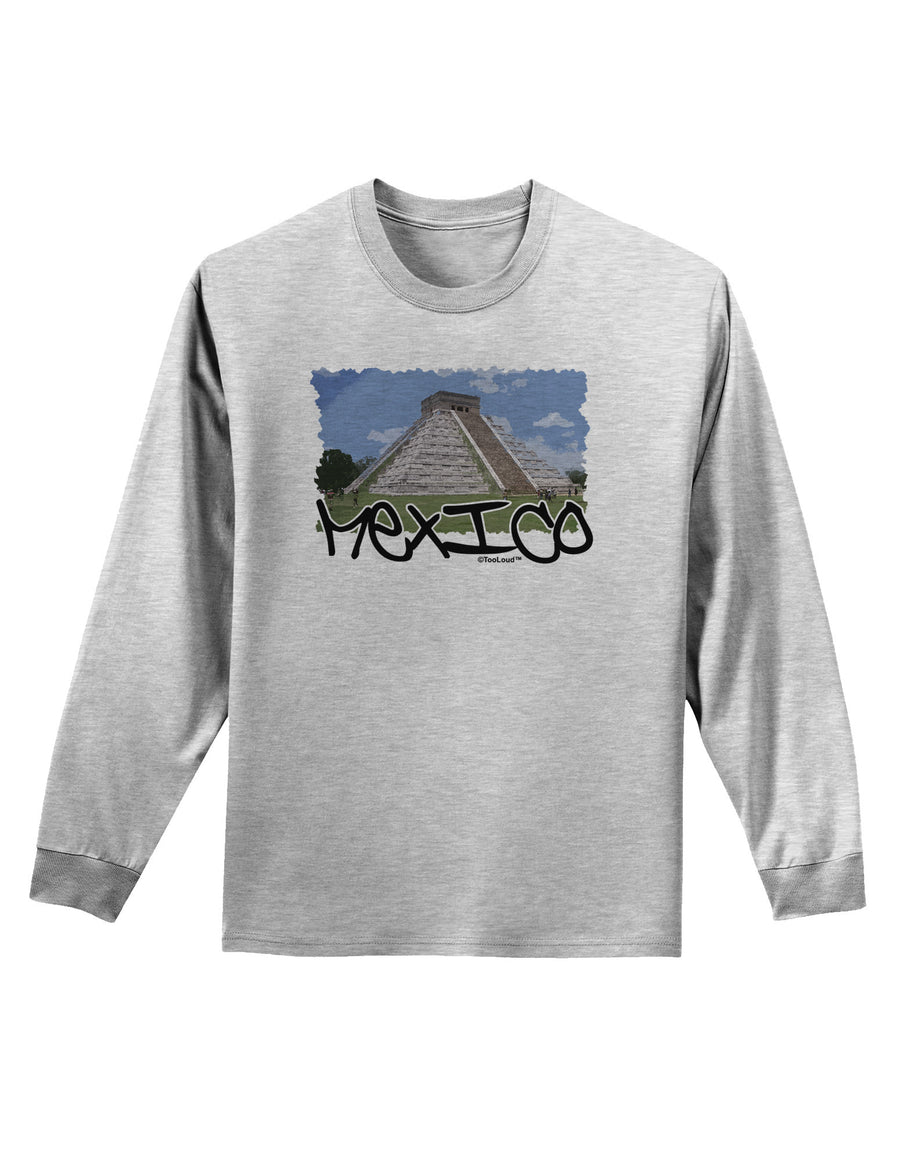 Mexico - Mayan Temple Cut-out Adult Long Sleeve Shirt-Long Sleeve Shirt-TooLoud-White-Small-Davson Sales