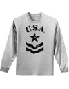 USA Military Star Stencil Logo Adult Long Sleeve Shirt-Long Sleeve Shirt-TooLoud-AshGray-Small-Davson Sales