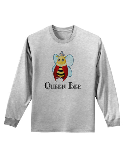 Queen Bee Text Adult Long Sleeve Shirt-Long Sleeve Shirt-TooLoud-AshGray-Small-Davson Sales