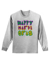 Happy Mardi Gras Text 2 Adult Long Sleeve Shirt-Long Sleeve Shirt-TooLoud-AshGray-Small-Davson Sales