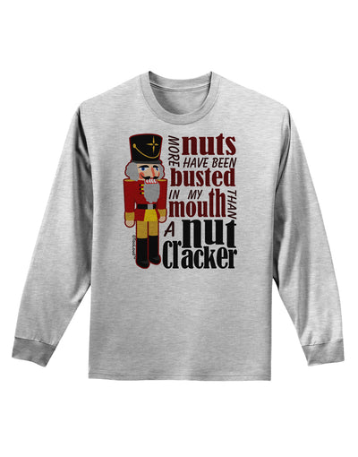 More Nuts Busted - My Mouth Adult Long Sleeve Shirt by-Long Sleeve Shirt-TooLoud-AshGray-Small-Davson Sales