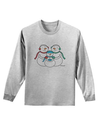 Cute Snowman Family with Boy Adult Long Sleeve Shirt by TooLoud-Long Sleeve Shirt-TooLoud-AshGray-Small-Davson Sales