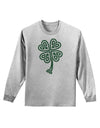 Celtic Knot 4 Leaf Clover St Patricks Adult Long Sleeve Shirt-Long Sleeve Shirt-TooLoud-AshGray-Small-Davson Sales