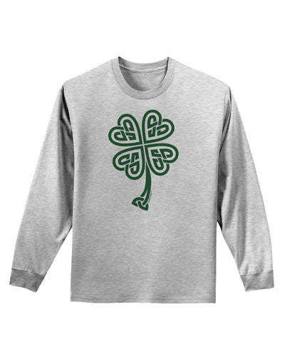 Celtic Knot 4 Leaf Clover St Patricks Adult Long Sleeve Shirt-Long Sleeve Shirt-TooLoud-AshGray-Small-Davson Sales