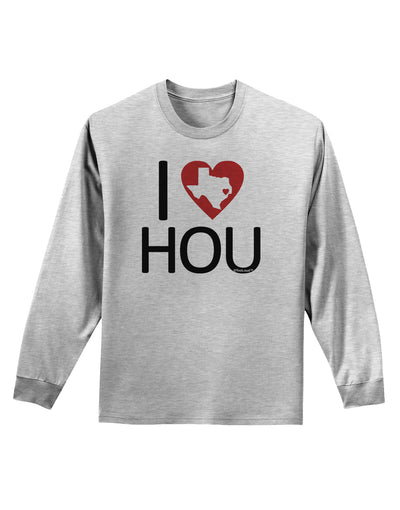 I Heart Houston Adult Long Sleeve Shirt-Long Sleeve Shirt-TooLoud-AshGray-Small-Davson Sales