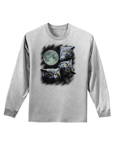 Three Owls and Moon Adult Long Sleeve Shirt-Long Sleeve Shirt-TooLoud-AshGray-Small-Davson Sales