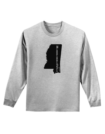 Mississippi - United States Shape Adult Long Sleeve Shirt-Long Sleeve Shirt-TooLoud-AshGray-Small-Davson Sales