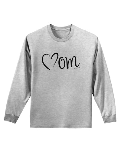 Mom with Brushed Heart Design Adult Long Sleeve Shirt by TooLoud-Long Sleeve Shirt-TooLoud-AshGray-Small-Davson Sales