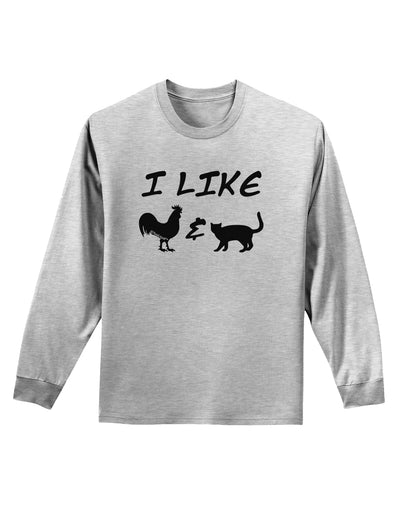 I Like Rooster & Cat Silhouette Adult Long Sleeve Shirt by TooLoud-Long Sleeve Shirt-TooLoud-AshGray-Small-Davson Sales