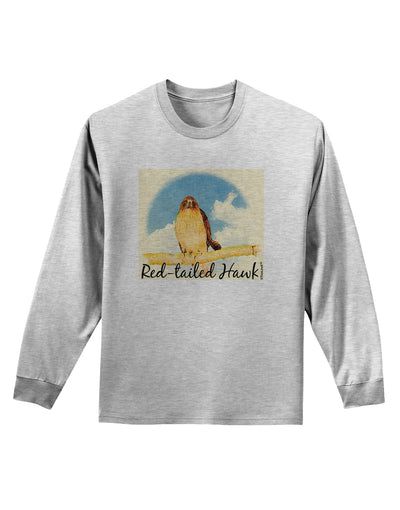 Red-tailed Hawk Text Adult Long Sleeve Shirt-Long Sleeve Shirt-TooLoud-AshGray-Small-Davson Sales