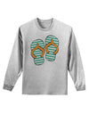 Striped Flip Flops - Teal and Orange Adult Long Sleeve Shirt-Long Sleeve Shirt-TooLoud-AshGray-Small-Davson Sales