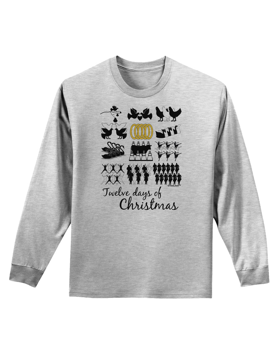 12 Days of Christmas Text Color Adult Long Sleeve Shirt-Long Sleeve Shirt-TooLoud-White-Small-Davson Sales