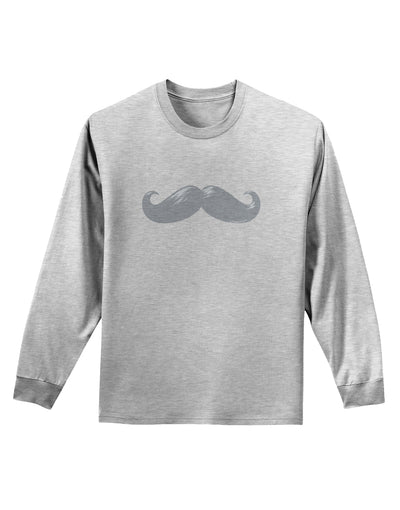 Big Silver White Mustache Adult Long Sleeve Shirt-Long Sleeve Shirt-TooLoud-AshGray-Small-Davson Sales