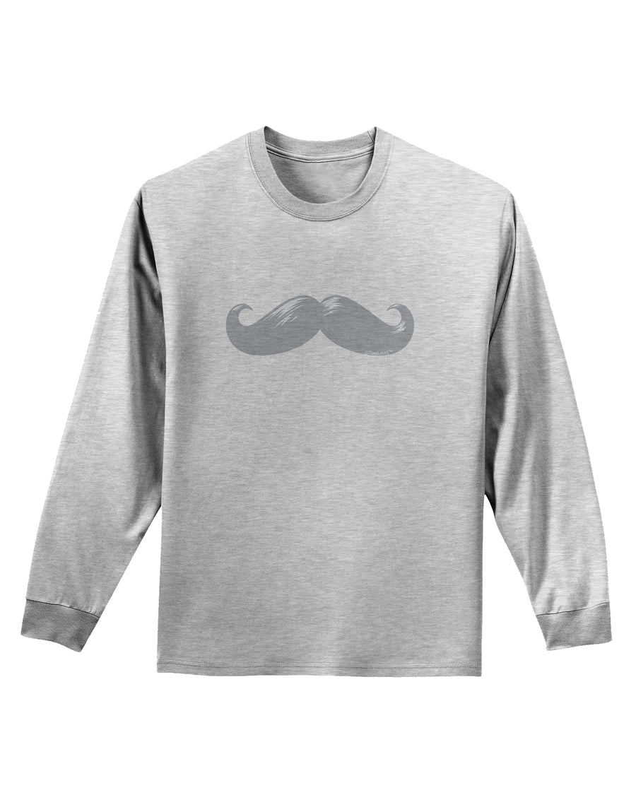 Big Silver White Mustache Adult Long Sleeve Shirt-Long Sleeve Shirt-TooLoud-White-Small-Davson Sales