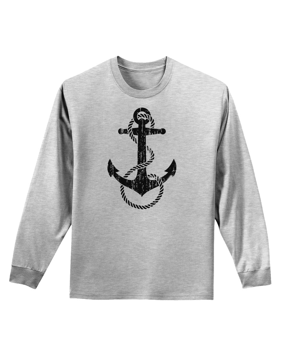 Distressed Nautical Sailor Rope Anchor Adult Long Sleeve Shirt-Long Sleeve Shirt-TooLoud-White-Small-Davson Sales