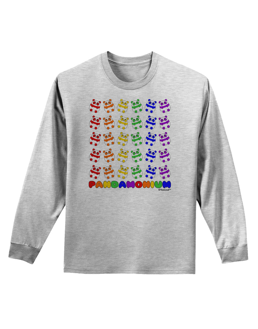 Pandamonium Rainbow Pandas Adult Long Sleeve Shirt by TooLoud-Long Sleeve Shirt-TooLoud-White-Small-Davson Sales