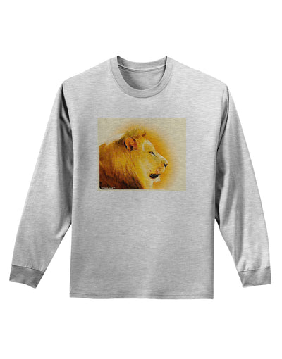 Lion Watercolor 3 Adult Long Sleeve Shirt-Long Sleeve Shirt-TooLoud-AshGray-Small-Davson Sales