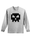 Retro 8-Bit Skull Adult Long Sleeve Shirt-Long Sleeve Shirt-TooLoud-AshGray-Small-Davson Sales