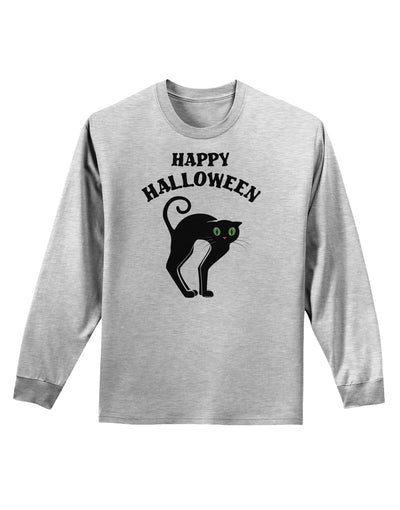 Happy Halloween Cute Black Cat Halloween Adult Long Sleeve Shirt-Long Sleeve Shirt-TooLoud-AshGray-Small-Davson Sales