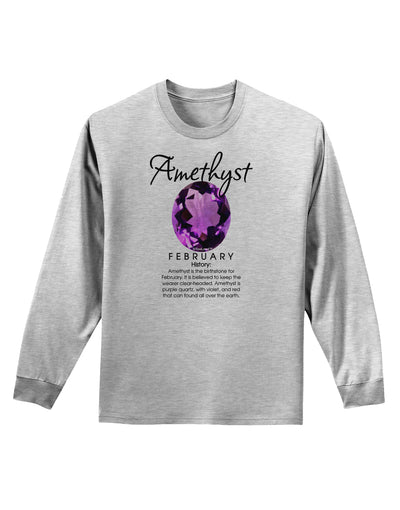 Birthstone Amethyst Adult Long Sleeve Shirt-Long Sleeve Shirt-TooLoud-AshGray-Small-Davson Sales