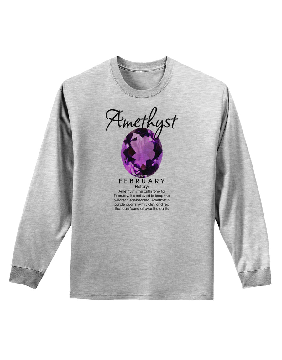 Birthstone Amethyst Adult Long Sleeve Shirt-Long Sleeve Shirt-TooLoud-White-Small-Davson Sales