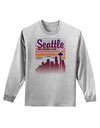 Seattle Washington Sunset Adult Long Sleeve Shirt-Long Sleeve Shirt-TooLoud-AshGray-Small-Davson Sales