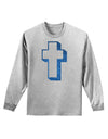 Simple Cross Design Glitter - Blue Adult Long Sleeve Shirt by TooLoud-Long Sleeve Shirt-TooLoud-AshGray-Small-Davson Sales