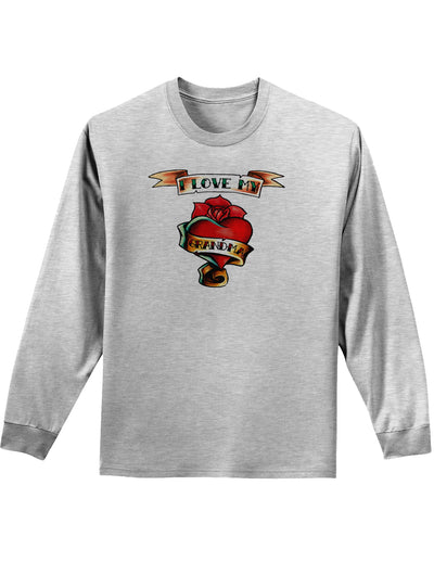 Tattoo Heart I Love My Grandma Adult Long Sleeve Shirt-Long Sleeve Shirt-TooLoud-AshGray-Small-Davson Sales