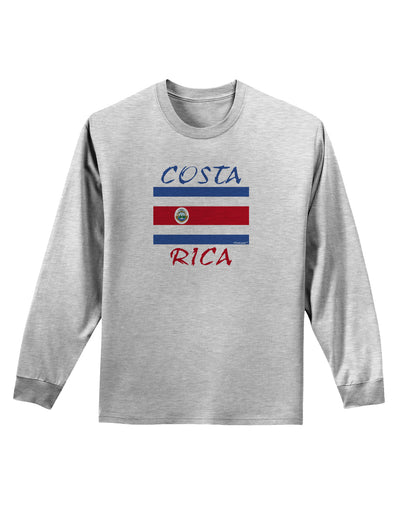 Costa Rica Flag Adult Long Sleeve Shirt-Long Sleeve Shirt-TooLoud-AshGray-Small-Davson Sales