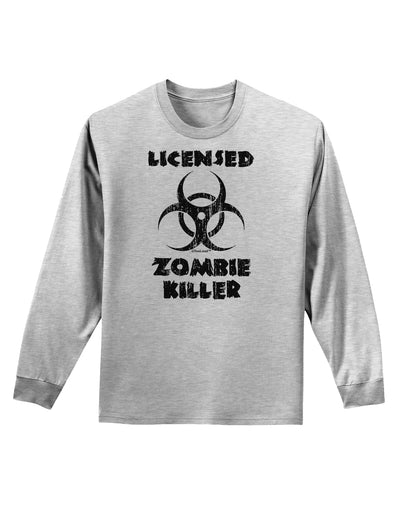 Licensed Zombie Killer - Biohazard Adult Long Sleeve Shirt by TooLoud-Long Sleeve Shirt-TooLoud-AshGray-Small-Davson Sales