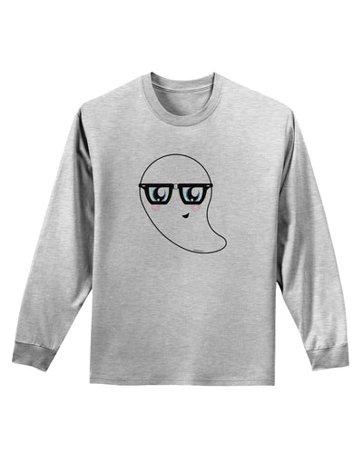 Cute Nerd Ghost Halloween Adult Long Sleeve Shirt-Long Sleeve Shirt-TooLoud-AshGray-Small-Davson Sales