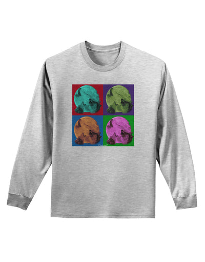 Three Wolves Howling - Pop-Art #1 Adult Long Sleeve Shirt by TooLoud-Long Sleeve Shirt-TooLoud-AshGray-Small-Davson Sales