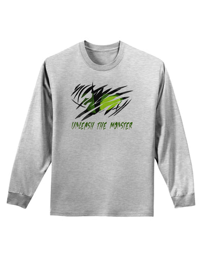 TooLoud Unleash The Monster Adult Long Sleeve Shirt-Long Sleeve Shirt-TooLoud-AshGray-Small-Davson Sales