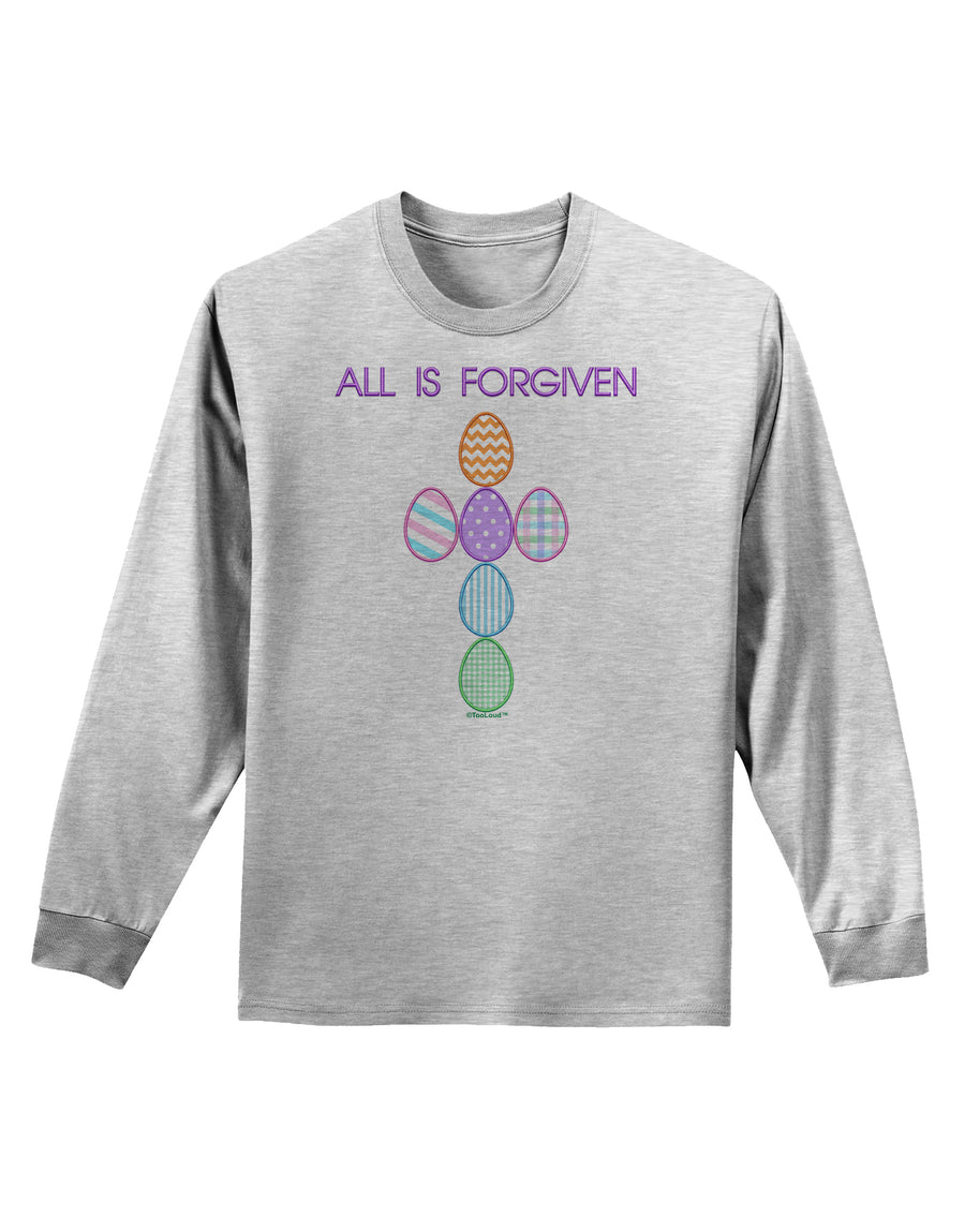 All is forgiven Cross Faux Applique Adult Long Sleeve Shirt-Long Sleeve Shirt-TooLoud-White-Small-Davson Sales