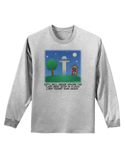 UFO Stopping At an Out-house Text Adult Long Sleeve Shirt by TooLoud-Long Sleeve Shirt-TooLoud-AshGray-Small-Davson Sales