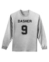 Reindeer Jersey - Dasher 9 Adult Long Sleeve Shirt-Long Sleeve Shirt-TooLoud-AshGray-Small-Davson Sales