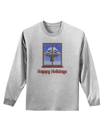 Frosty Window - Happy Holidays Adult Long Sleeve Shirt-Long Sleeve Shirt-TooLoud-AshGray-Small-Davson Sales