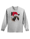 Santa Hat Disgruntled Siamese Cat Adult Long Sleeve Shirt by-Long Sleeve Shirt-TooLoud-AshGray-Small-Davson Sales