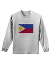 TooLoud Distressed Philippines Flag Adult Long Sleeve Shirt-Long Sleeve Shirt-TooLoud-AshGray-Small-Davson Sales