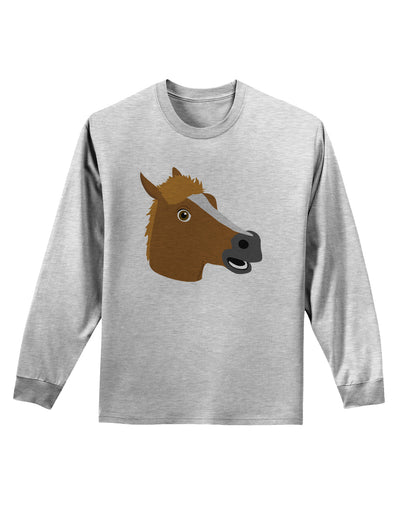 Silly Cartoon Horse Head Adult Long Sleeve Shirt-Long Sleeve Shirt-TooLoud-AshGray-Small-Davson Sales