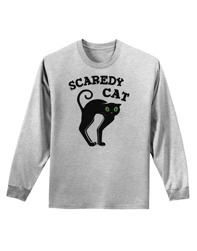 Cute Scaredy Cat Black Cat Halloween Adult Long Sleeve Shirt-Long Sleeve Shirt-TooLoud-AshGray-Small-Davson Sales